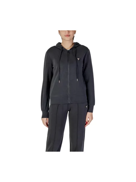 Guess bluza OLYMPE z kapturem gładka czarny