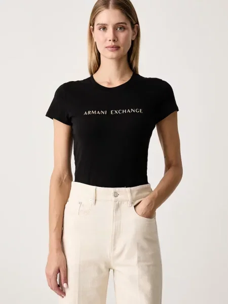 ARMANI EXCHANGE Tricou auriu negru