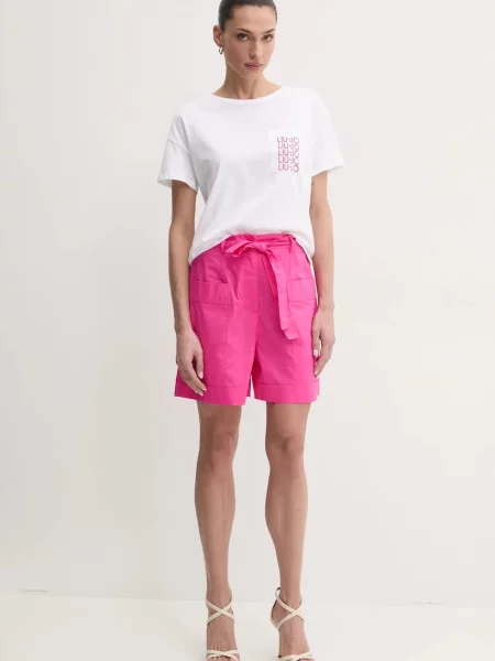 Однотонные шорты Liu Jo с высокой посадкой розовые