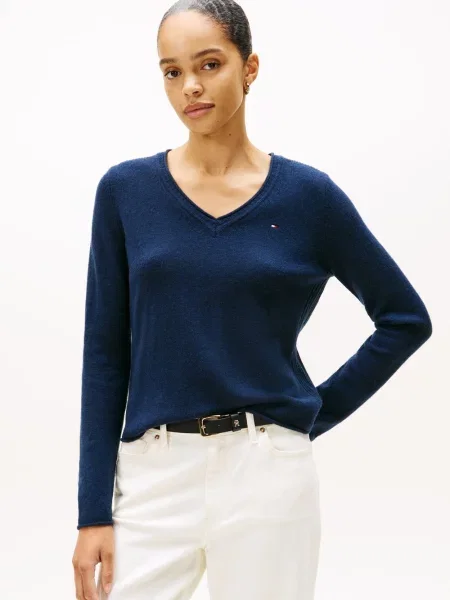 Tommy Hilfiger Sweter z dzianiny Kobiety Wełna jednolity S niebieski