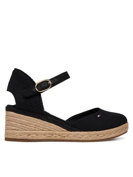 Espadrilky Tommy Hilfiger Mid Wedge Espad Closed Toe čierna