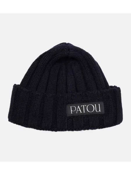 Czapka Patou wełniana prążkowana niebieska