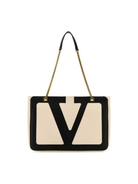 Shopperka Valentino Garavani skórzana beżowa