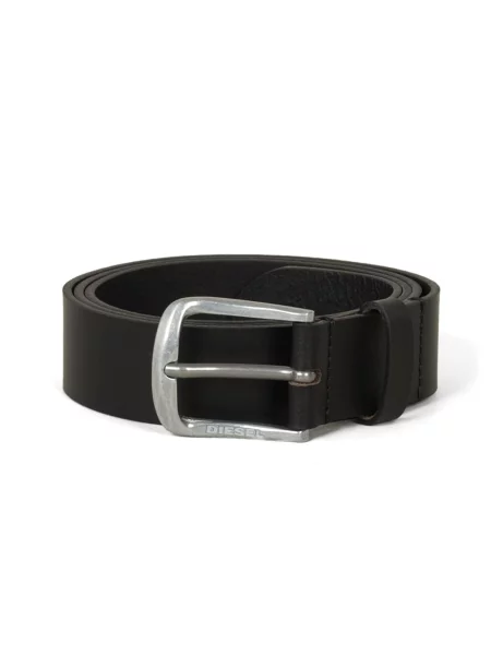 DIESEL Curea LOGO B-BASIC LEATHER BELT denim negru
