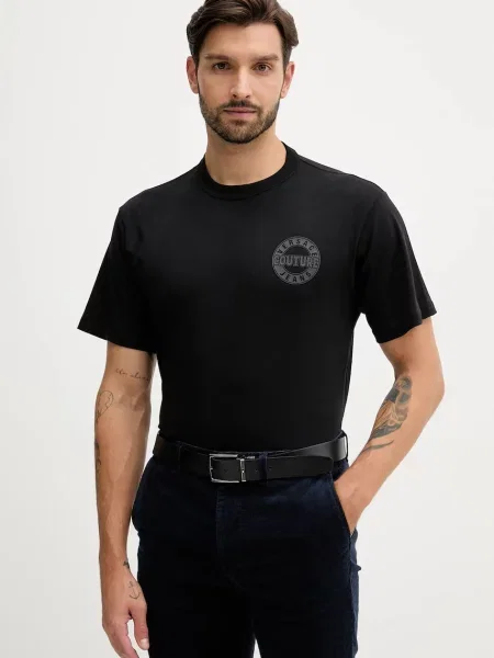Versace Jeans Couture tricou din cu imprimeu negru