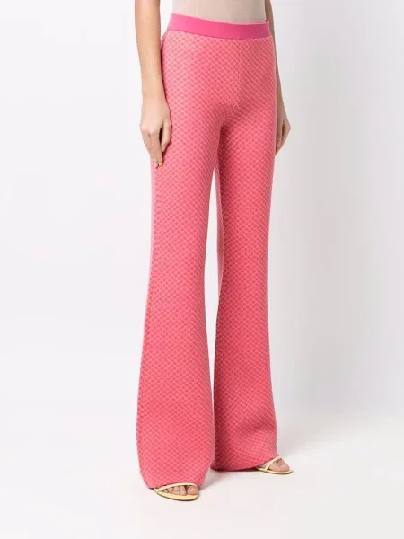 Žakárové zvonové kalhoty Moschino růžové