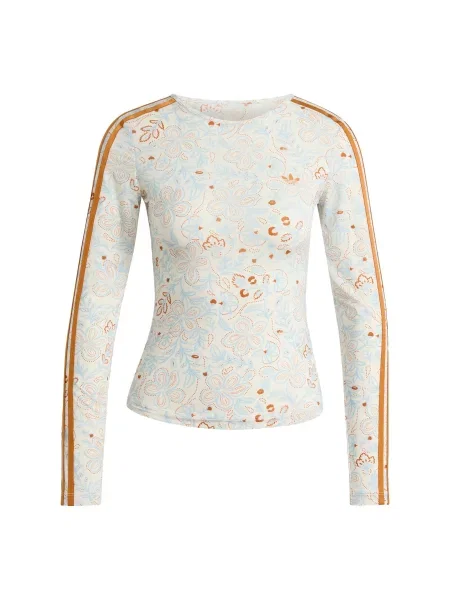 ADIDAS ORIGINALS Majica SUMMER GLOW MESH GRAPHICS LONG svijetloplava / narančasta / prljavo bijela