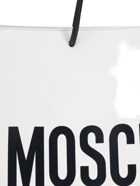 Geantă shopper Moschino din piele cu imagine alb