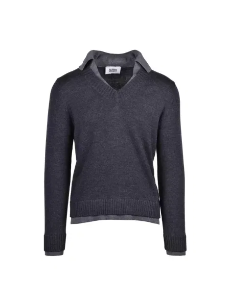 Sweter Alpha Studio wełniany szary