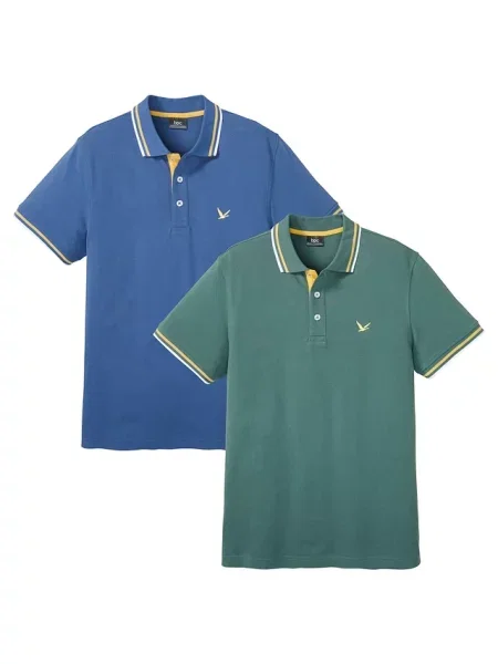 Koszulka polo regular fit 2 szt. niebieska