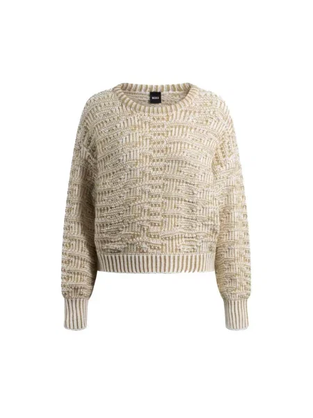 Krótki sweter Boss beżowy