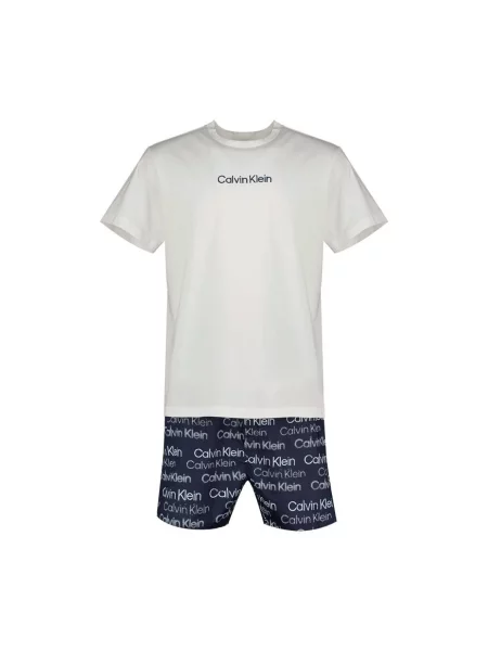 Nohavičky Calvin Klein Jeans popelín biela