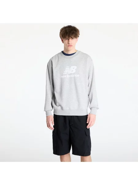 Mikina New Balance Stacked Logo French Terry Crew athletic grey šedá