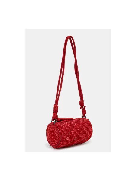Fiorucci torebka zamszowa Suede Rhinestone Micro Mella czerwony
