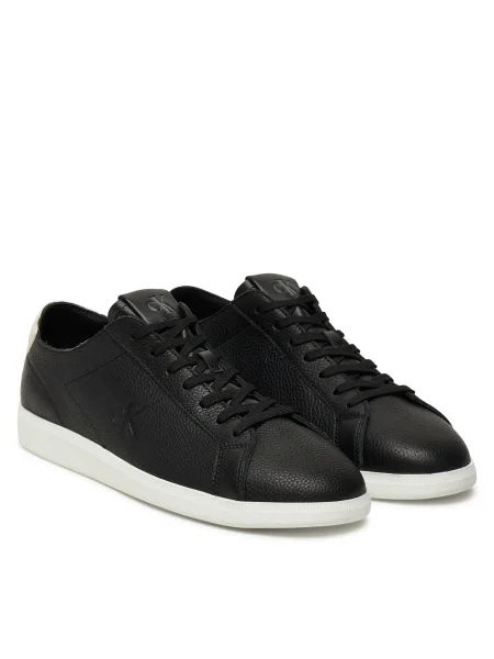Calvin Klein Jeans bőr sportcipő LOW PROFILE CUPSOLE TMB LTH fekete
