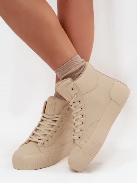 Ocieplane trampki Big Star Shoes na platformie białe