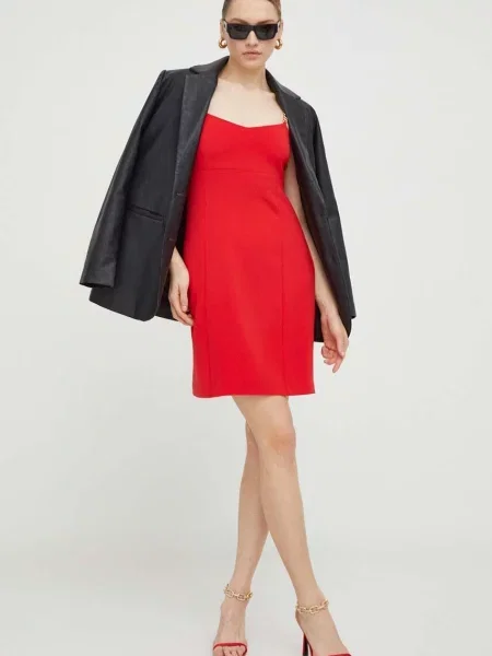 MICHAEL Michael Kors rochie rosu mini drept alb