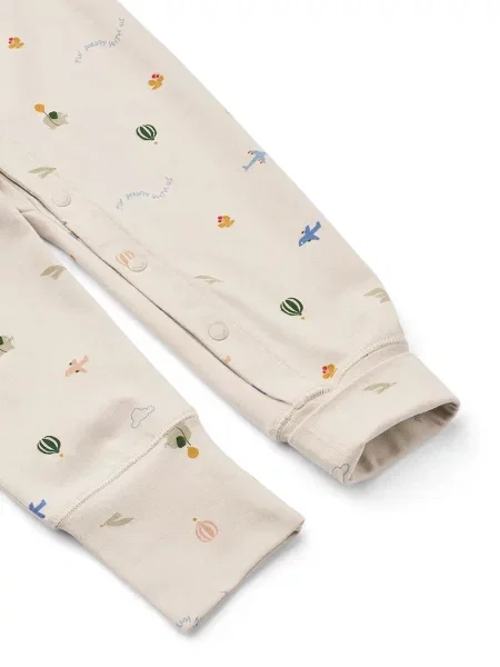 Liewood overal detský s elastanom Birk Grow Printed Pyjamas Jumpsuit béžová