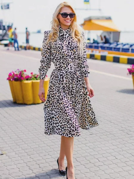 Леопардовое платье Milirud софтшелл коричневое