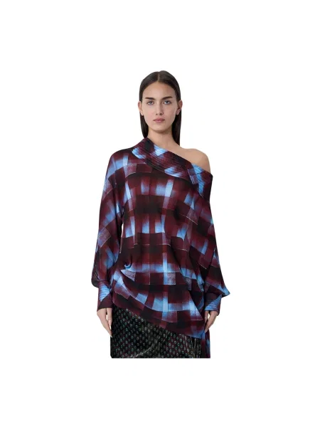 Bluzka Dries Van Noten asymetryczna czerwona