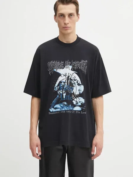 VETEMENTS tricou din Cof Filthy Secret Oversized cu imprimeu negru