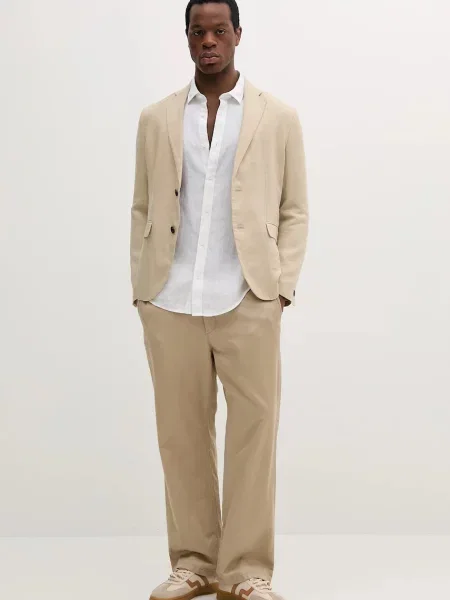 Lniana koszula Armani Exchange z długim rękawem casual biała
