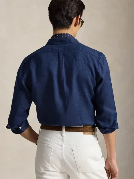 Polo Ralph Lauren srajca lanena modra