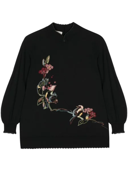 Pulover Shiatzy Chen cu model floral negru