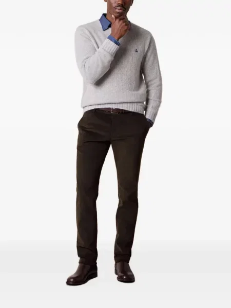 Siuvinėtas vilnonis megztinis Brooks Brothers pilka