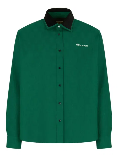 Dlouhá košile Marni s výšivkou zelená