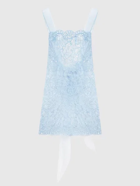 Кружевное платье мини Ermanno Scervino голубое