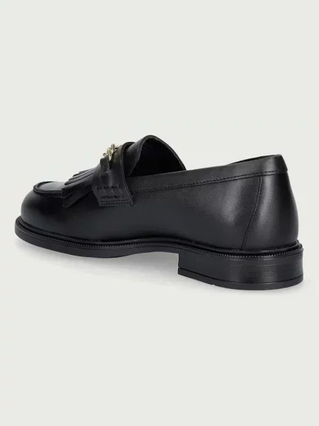 Tommy Hilfiger mokasyny skórzane TH CHAIN FRINGE LEATHER LOAFER czarne