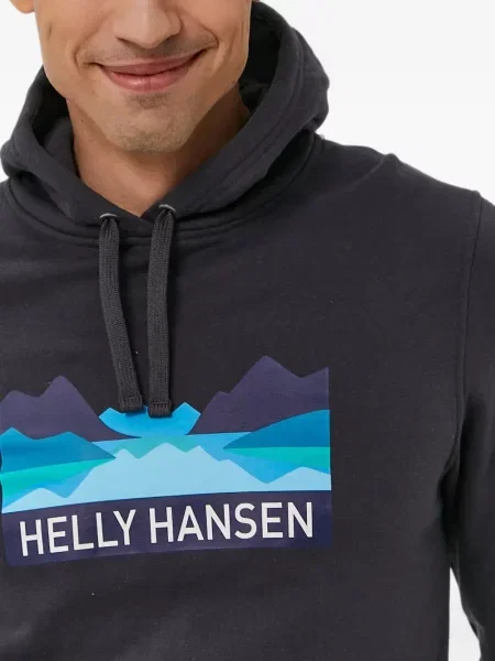 Hanorac cu glugă Helly Hansen cu imagine cu cordon gri