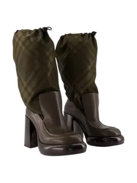 Botki Burberry skórzane zielone