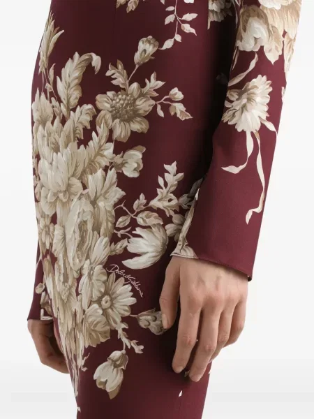 Φλοράλ μάξι φόρεμα Dolce & Gabbana με σχέδιο με μήκος μέχρι το γόνατο κόκκινο
