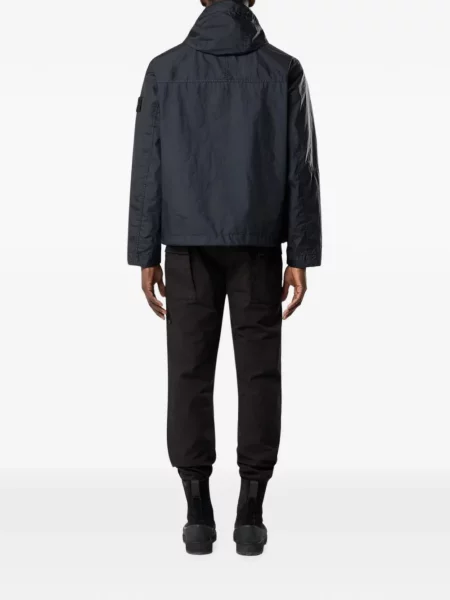 Geacă Stone Island cu glugă cu strasuri albastru