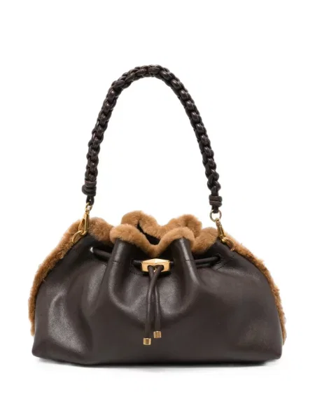 Geantă Jimmy Choo din piele de oaie maro