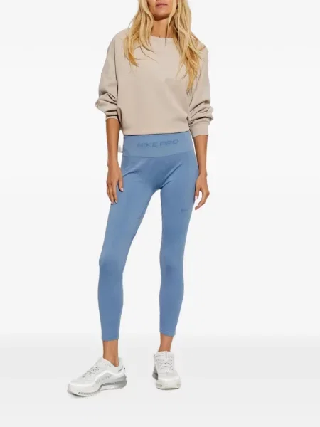 Sutien Nike cu decolteu în V din piele de căprioară cu glugă albastru