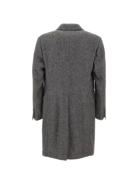 Palton Eleventy cu model herringbone cu două rânduri de nasturi gri