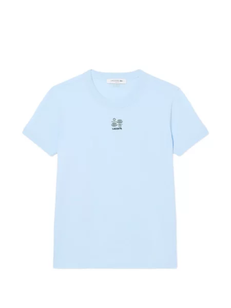 Tricou Lacoste cu imagine cu decolteu rotund albastru