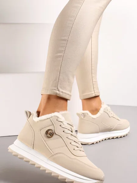 Sneakerși Vices cu platformă bej