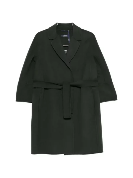 Cu centură palton 's Max Mara de lână verde