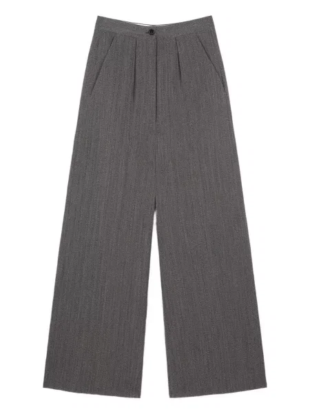 Pantaloni Ports 1961 cu model herringbone plisate gri