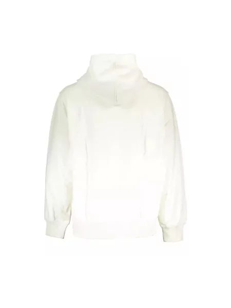Lniana bluza z kapturem Calvin Klein z kapturem z nadrukiem biała