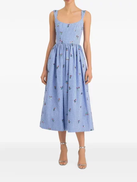 Rochie midi Markarian cu broderie albastru