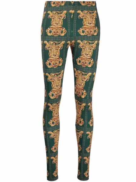 Leggings La Doublej cu model floral cu imagine stretch verde