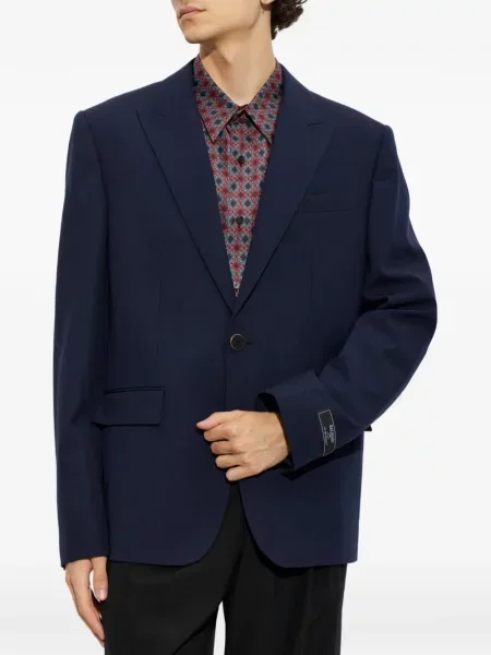 Sacou Balmain de lână cu autograf albastru