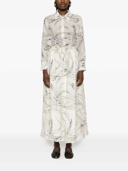 Květinové midi šaty Su bílé