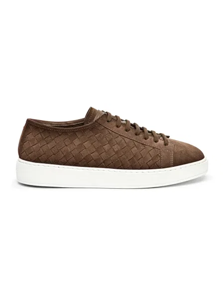 Sneakersy Santoni zamszowe brązowe