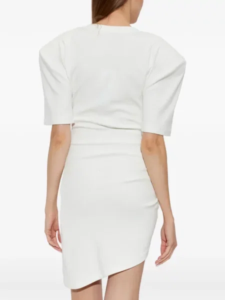 Rochie mini The Mannei cu volane asimetrică alb